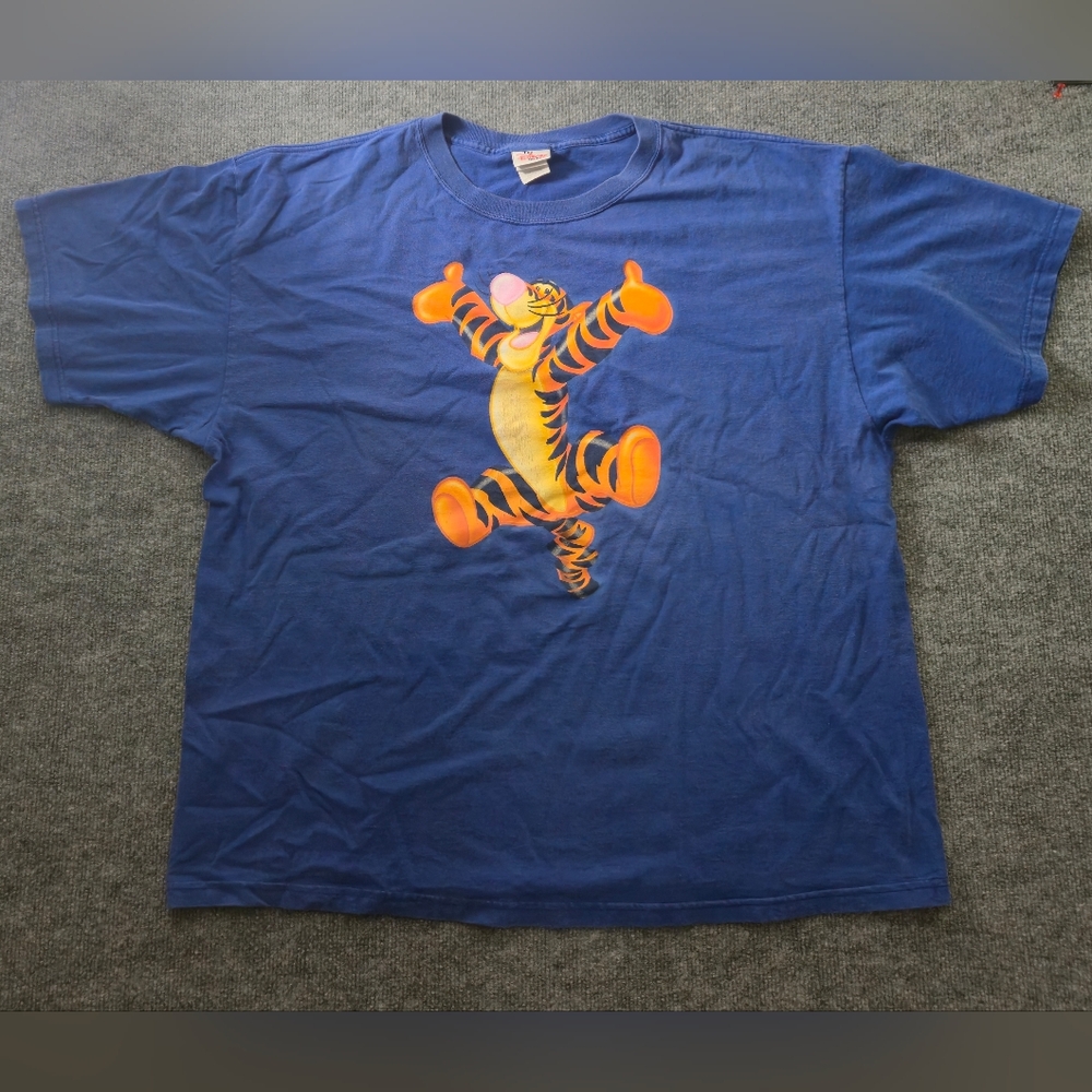 Vintage Disney Store Blue Bouncing Tigger Graphic T-Shirt Size XXL